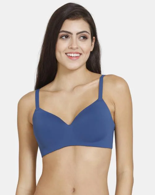 Zivame Wonderwire Padded Wired 3/4th Coverage T-Shirt Bra - Navy Peony