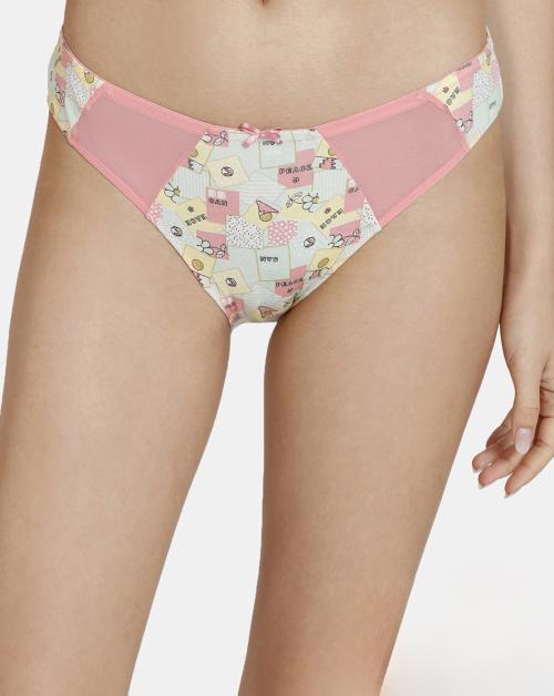 Zivame Retro Vibes Low Rise Full Coverage Bikini Panty - Flamingo Pink