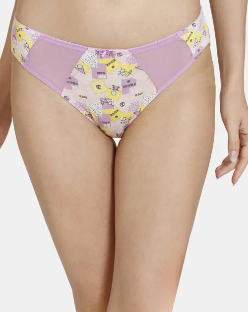 Zivame Retro Vibes Low Rise Full Coverage Bikini Panty - Violet Tulle