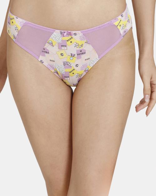 Zivame Retro Vibes Low Rise Full Coverage Bikini Panty - Violet Tulle