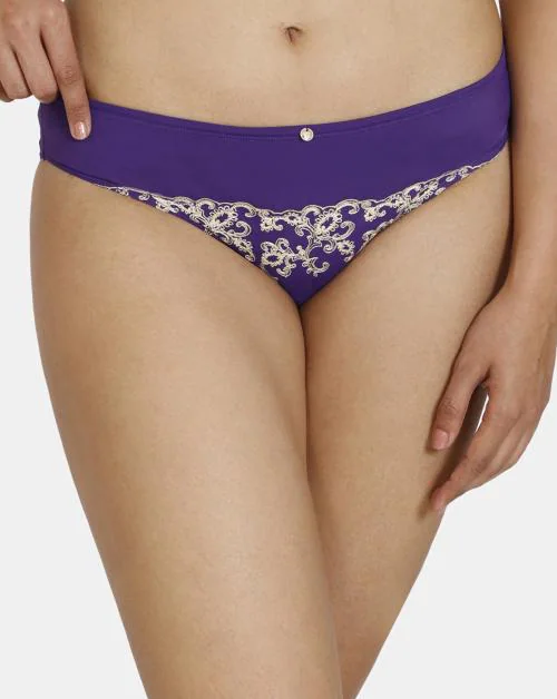Zivame Desert Rose Low Rise Full Coverage Bikini Panty - Violet Indigo