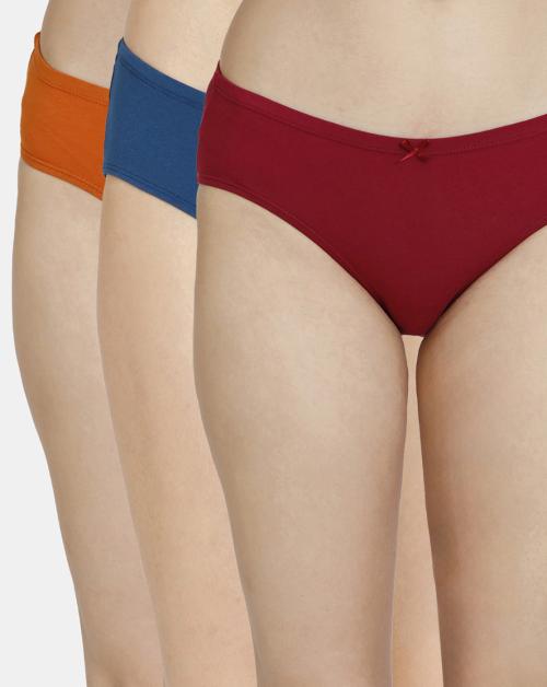Zivame Anti-Microbial Low Rise Full Coverage Hipster Panty (Pack of 3) - Assorted