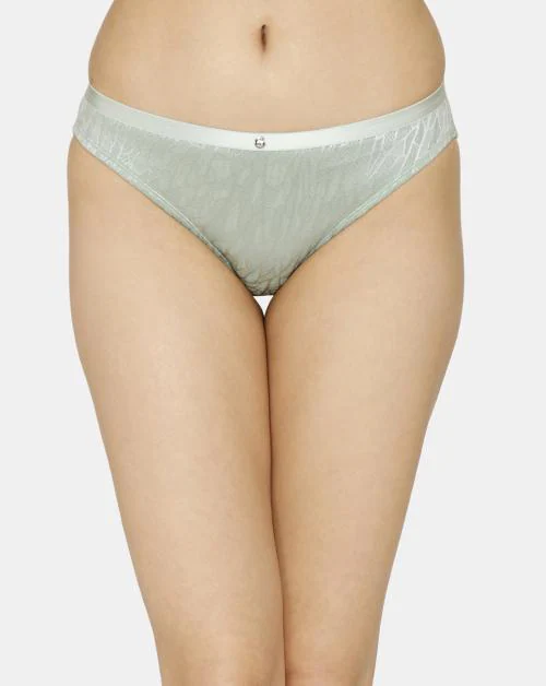 Zivame Coral Glaze Low Rise Full Coverage Bikini Panty - Granite Green