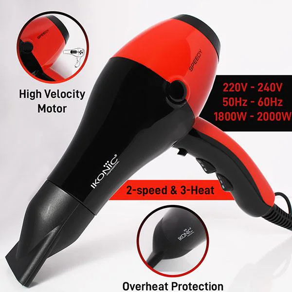 Ikonic Speedy - Hair Dryer (Black & Red) 932 gm - JioMart