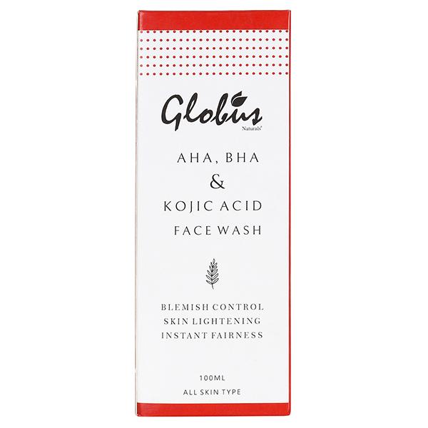 Globus Naturals Aha, Bha & Kojic Acid Exfoliating Cleanser And Fairness
