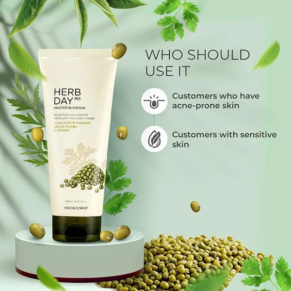 The Face Shop Herb Day 365 Mung Bean Cleansing Foam 170 ml JioMart