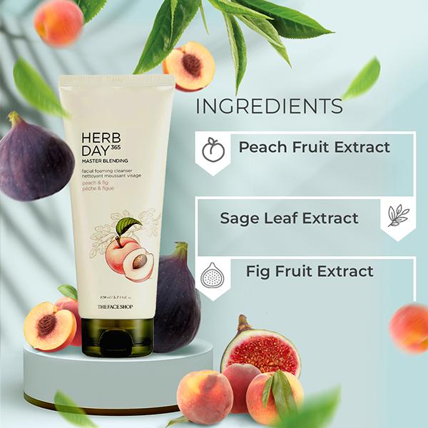 The Face Shop Herb Day 365 Cleansing Foam Peach 170 ml JioMart