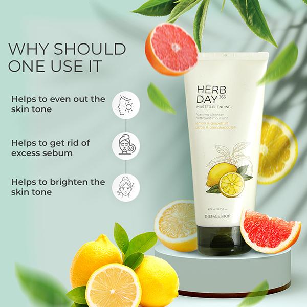 The Face Shop Herb Day 365 Cleansing Foam Lemon 170 ml JioMart