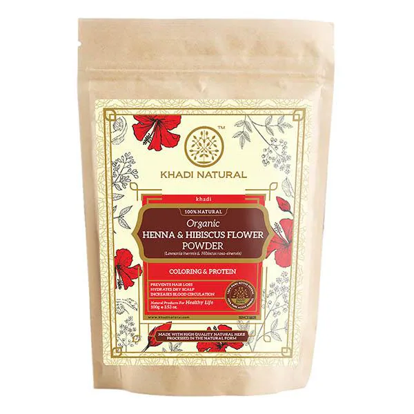 KHADI NATURAL HENNA & HIBISCUS FLOWER ORGANIC POWDER 100 gm JioMart