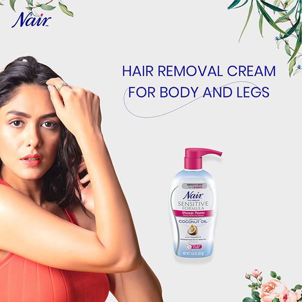 Nair Shower Power Sensitive Formula Hair Removal Cream - Coconut 357 gm -  JioMart
