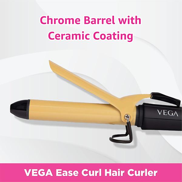 VEGA Ease Curl Hair Curler 25 mm With Ceramic Coated Barrel (VHCH-02) Black  1 gm - JioMart