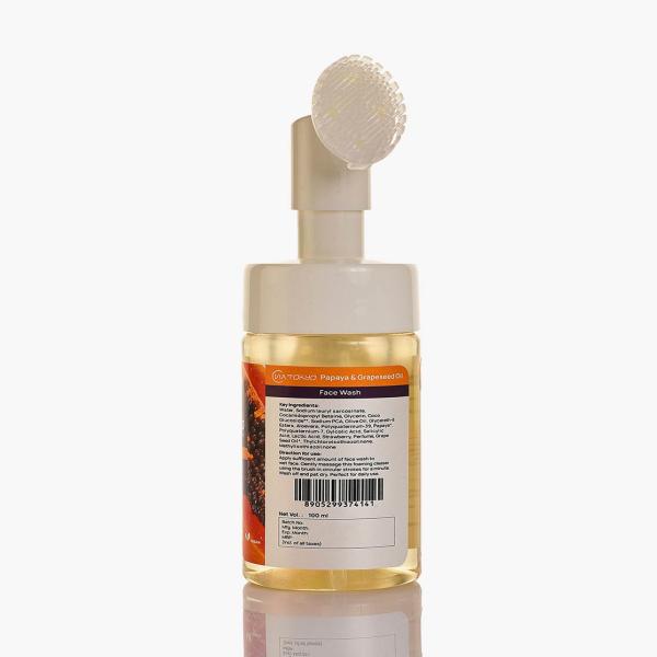 VIA TOKYO ORGANIC Grapeseed Oil & Papaya Foaming Face Wash with Brush