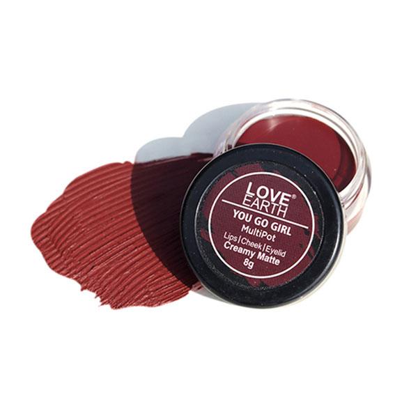 Love Earth Lip Tint & Cheek Tint Multipot You Go Girl Wine 8 gm