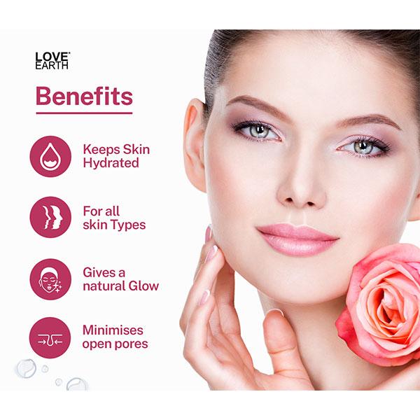 Love Earth Rose Water Gulab Jal Face Mist Toner with Real Rose Petals
