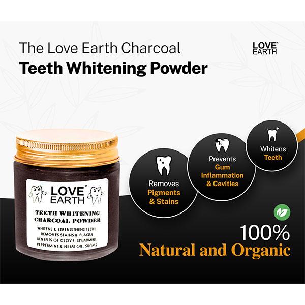 Love Earth Charcoal Teeth Whitening Powder With Peppermint & Neem Oil 50 gm JioMart