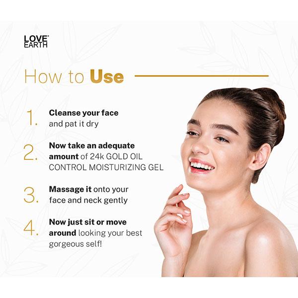 Love Earth 24K Gold Oil Control Moisturizing Gel With Aloe Vera & Sandalwood Extract 50 gm JioMart