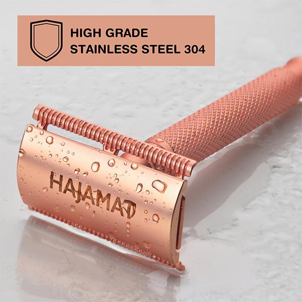 Hajamat Spade Double Edge Safety Razor, Stainless Steel 304, Rose Gold