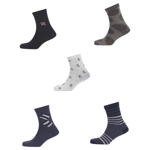 Uomos 03 Assorted Cotton Casual Men Socks 5 pcs (FS) JioMart
