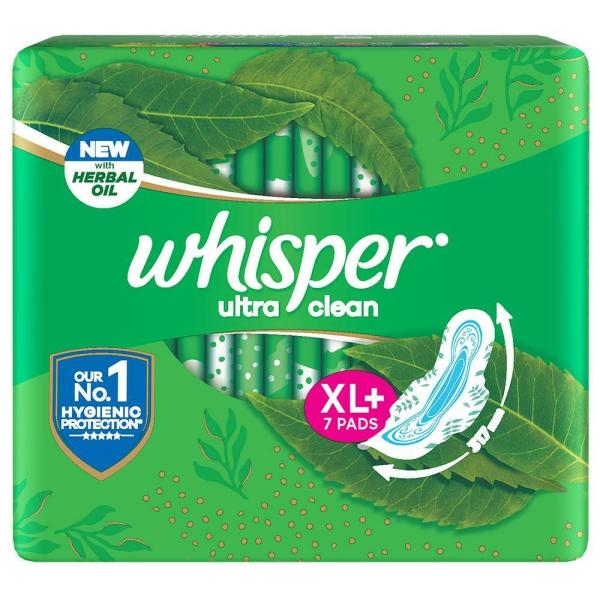 Whisper Ultra Clean Sanitary Napkin with Wings (XL+) 7 Pads JioMart