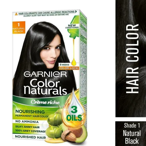 Garnier Color Naturals Creme Riche Ammonia Free Hair Color, Natural Black  (1) (70 ml + 60 g) - JioMart