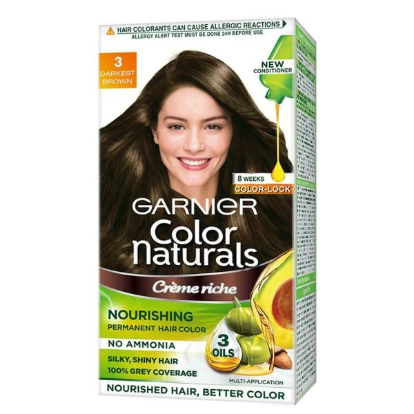 Garnier Color Naturals Creme Riche Ammonia Free Hair Color, Darkest Brown  (3) (70 ml + 60 g) - JioMart