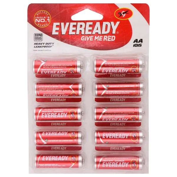 Eveready Red 1015 AA Carbon Zinc Batteries (Pack of 10) JioMart