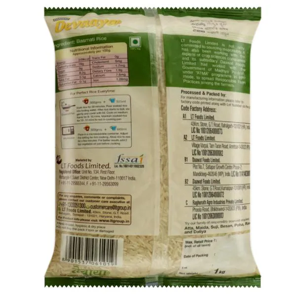 Daawat Devaaya Basmati Rice 1 kg JioMart