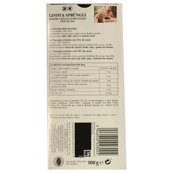 Lindt Excellence 70 Cocoa Intense Dark Chocolate 100 G JioMart lindt-excellence-70-cocoa-intense-dark-chocolate-100-g-jiomart