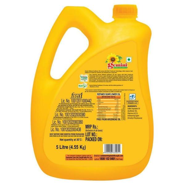 Gemini Refined Sunflower Oil 5 L JioMart