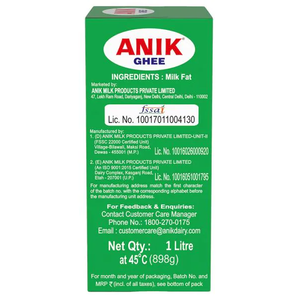 Anik Ghee 1 L (Carton) JioMart