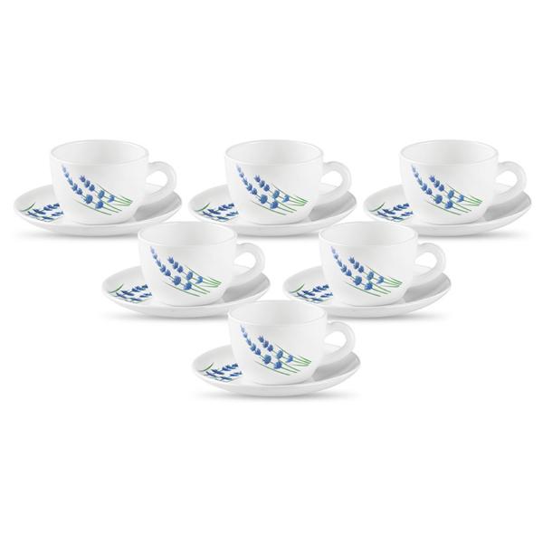 La Opala Princess Floral Assorted Colour Opalware Cup and Saucer Set 145 ml (12 pcs) JioMart