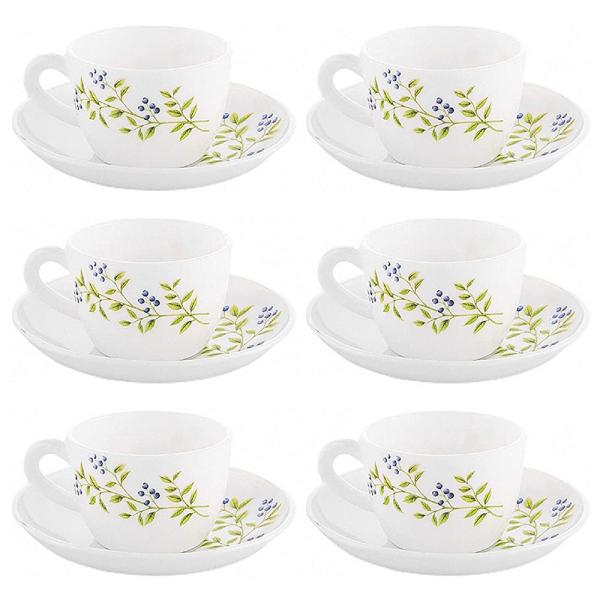 La Opala Princess Floral Assorted Colour Opalware Cup and Saucer Set 145 ml (12 pcs) JioMart