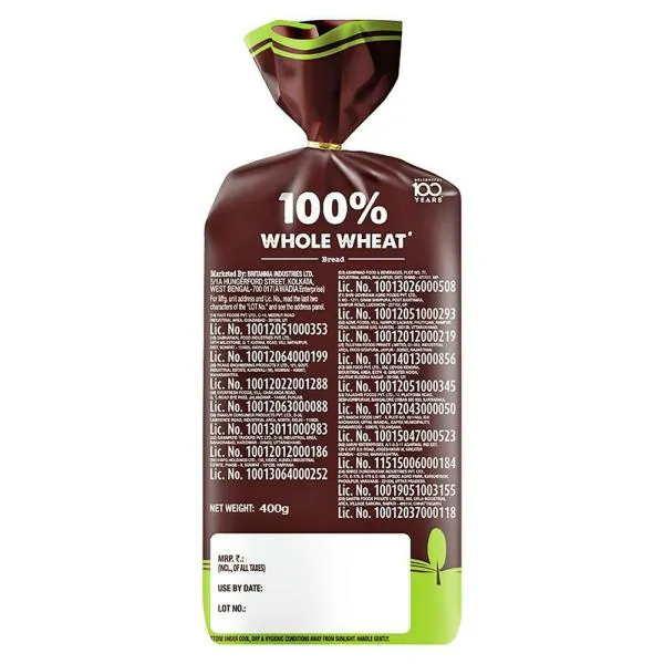 Britannia Whole Wheat Bread 400 g JioMart