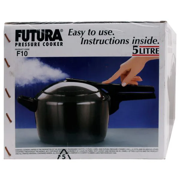 Hawkins Futura Black Hard Anodized Pressure Cooker 5 L with Inner Lid