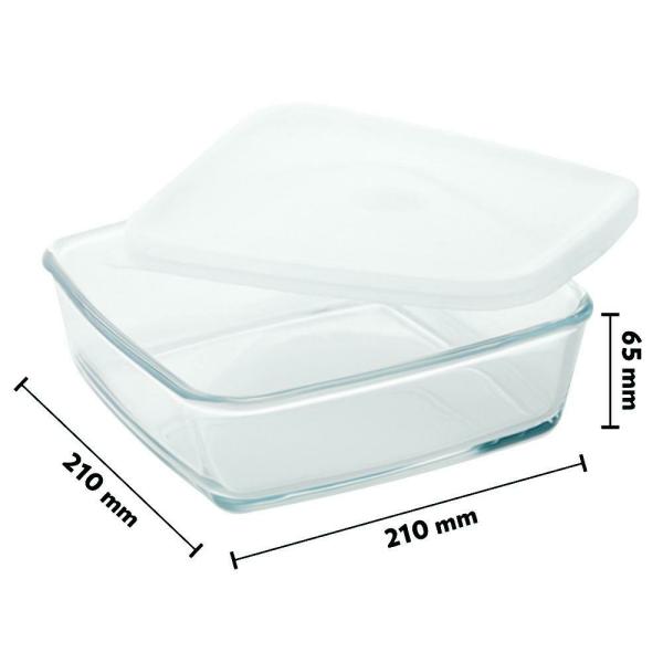 Borosil Square Glass Dish 1.6 L with Plastic Lid JioMart