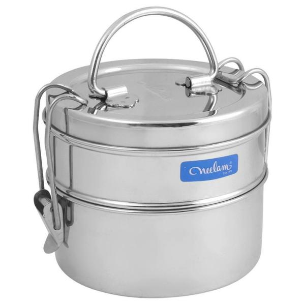 Neelam Sada Round Stainless Steel 2 Container Lunch Box 8 inch JioMart