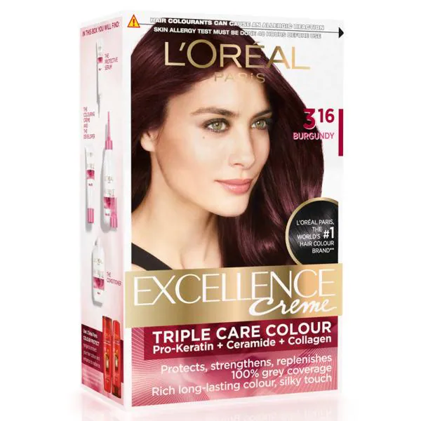 L'Oreal Paris Excellence Creme Hair Colour, Burgundy (316) (72 ml + 100 g)  - JioMart