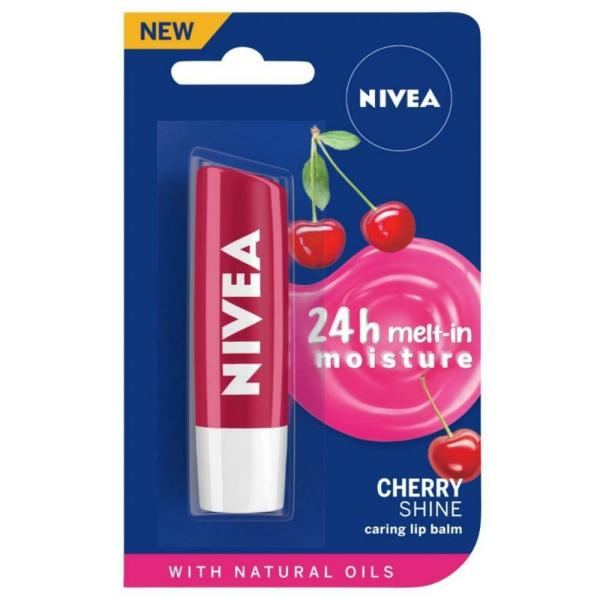 Nivea 24 hour Meltin Moisture Caring Lip Balm, Cherry Shine 4.8 g
