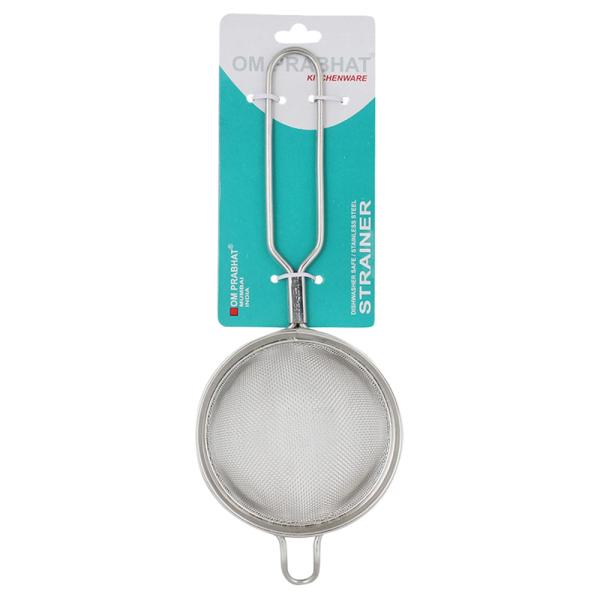 SJE Om Prabhat Round Stainless Steel Juice Strainer with Wire Handle