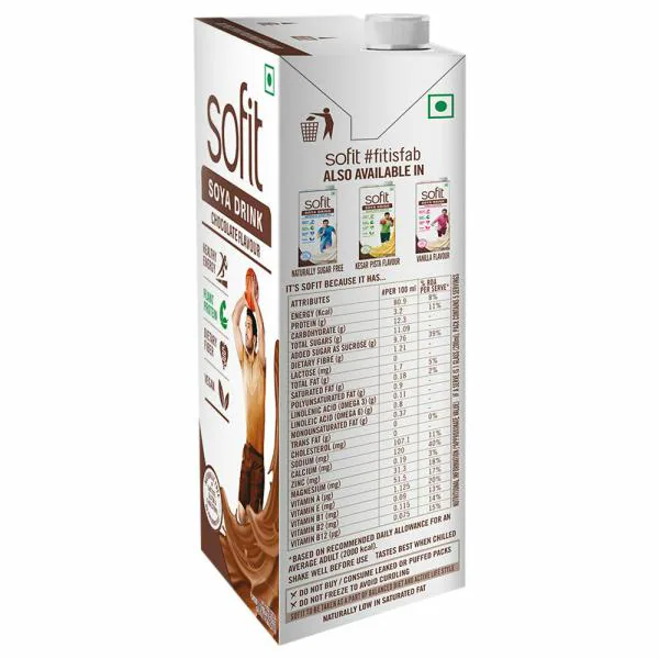 Sofit Chocolate Flavoured Soya Milk 1 L (Tetra Pak) JioMart