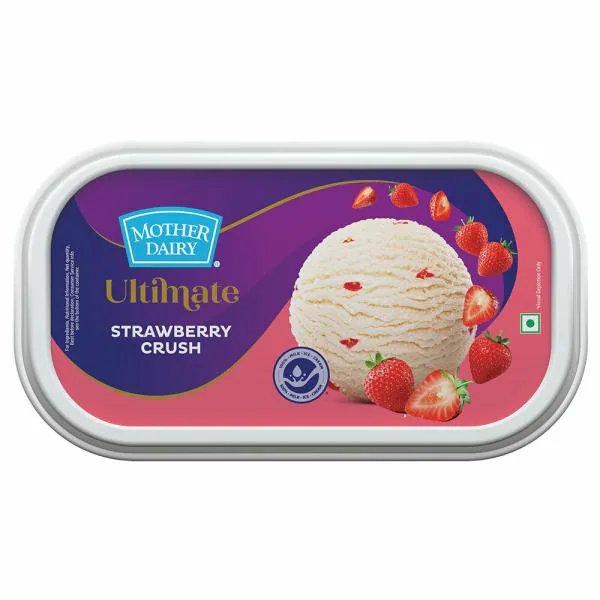 Mother Dairy Ultimate Strawberry Crush Fruit Ice Cream 1 L (Tub) JioMart