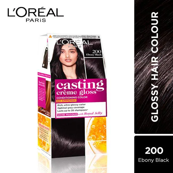 L'Oreal Paris Casting Creme Gloss Ammonia Free Hair Colour, Ebony Black  (200) ( g + 72 ml) - JioMart