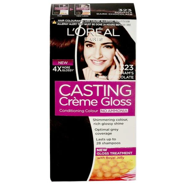 L'Oreal Paris Casting Creme Gloss Ammonia Free Hair Colour, Dark Chocolate  (323) ( g + 72 ml) - JioMart