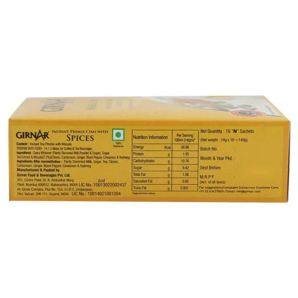 Girnar Masala Chai Instant Tea Premix 14 g (10 Sachets) JioMart