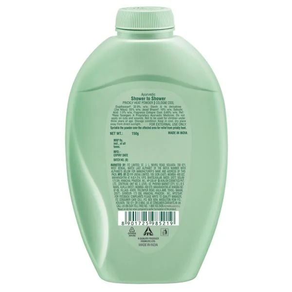 Shower to Shower Cologne Cool Prickly Heat Powder 150 g (Free Shower to