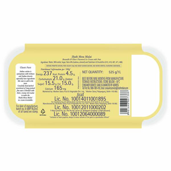 Mother Dairy Ultimate Shahi Meva Malai Ice Cream 1 L (Tub) JioMart