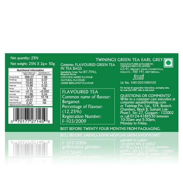 Twinings Earl Grey Green Tea Bags 25 pcs JioMart