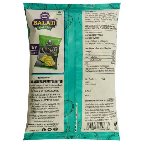 Balaji Cream & Onion Potato Chips 35 g JioMart