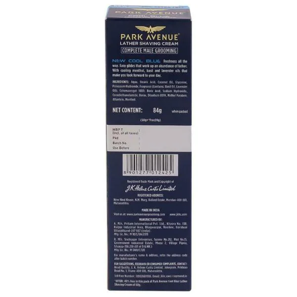 Park Avenue Original Collection Cool Blue Lather Shaving Cream 60 g