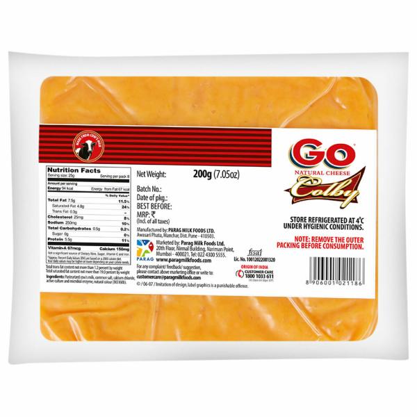 Go Colby Natural Cheese Block 200 g (Pack) JioMart